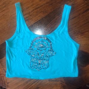 Teal Hamsa Hand crop top